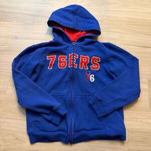 NBA Philadelphia 76ers Youth Full Zip Hoodie Size M/M 10/12 Blue Red